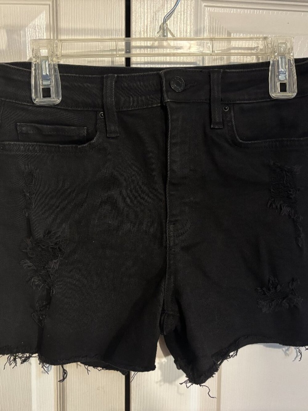 YMI Dream Authentic Denim Womens Shorts Sz 7/28 Black Frayed Distressed